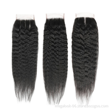 Wholesale Unprocessed Cuticle Aligned Hair Closure Peruvian Hair Closure Kinky Straight